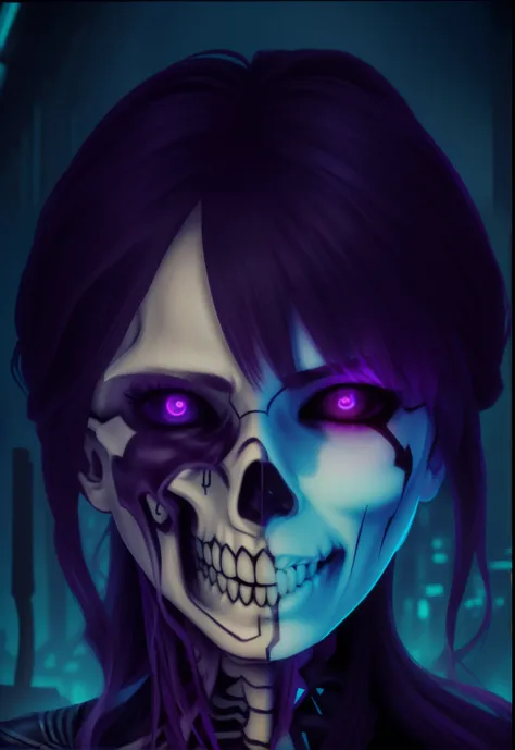 blind box toy style, a close up of a person with a skeleton face and a tie, anime skull portrait woman, portrait of a female necromancer, gothic face, close-up portrait goddess skull, portrait gapmoe yandere grimdark, scary queen of death, skeleton girl, s...