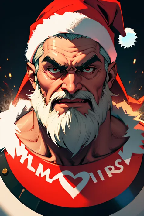 menacing santa claus wearing christmas cap, long beard, high quality