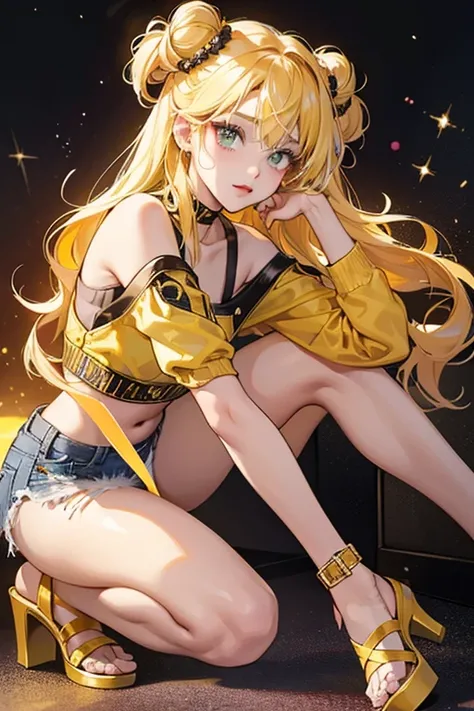 Sunny is a teenage girl with a medium build and warm-undertoned deep skin, though sometimes throughout the animated series, it ranges from darker to lighter. She has bright yellow hair styled into a combination of odango buns and twin tails, which appears ...