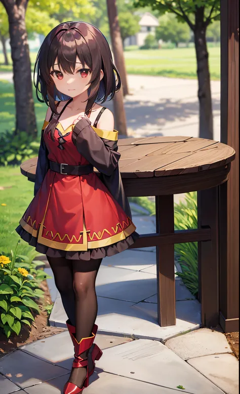 Megumin,
master part, best quality, high resolution, estilo anime, 
Standing, marinheiro, red eyes, cabelos castanhos e curtos, loli