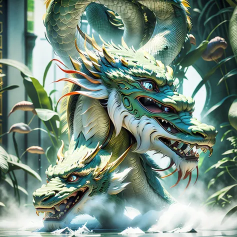 The imposing Chinese dragon，There  green in gold