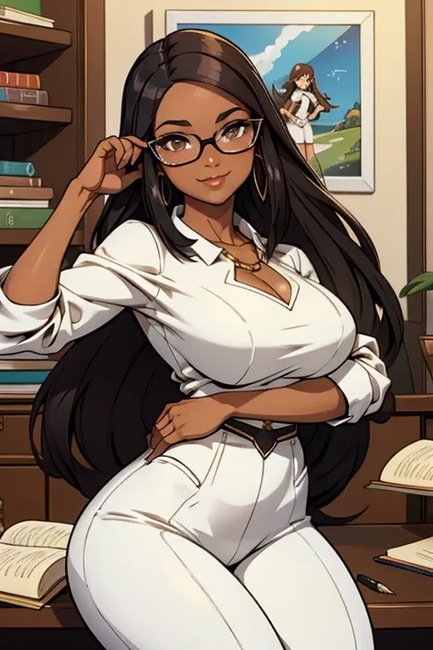 uma linda secretaria morena em pe dentro de um escritorio,usando saia curta apertada com sueter branco,meias pretas apertada,sexy usando oculos,morena sexy meias pretas longas,stocking black sexy, belo sorriso sedutora coxas lindas, belas coxas meias preta...