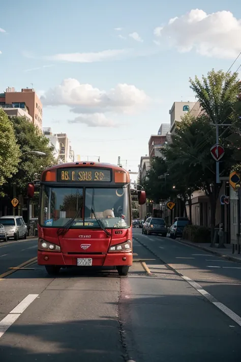 Bus running in the neighborhood