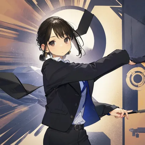 Officelady、Black jacket、Black tight skirt、White blouse、Black tights、High pumps with black heellack hair、s Office、lana、Beautiful woman、gazing at viewer、Looking here、hight resolution、top-quality、full body Esbian、animations、illustratio、Ultra-detailed delicacy