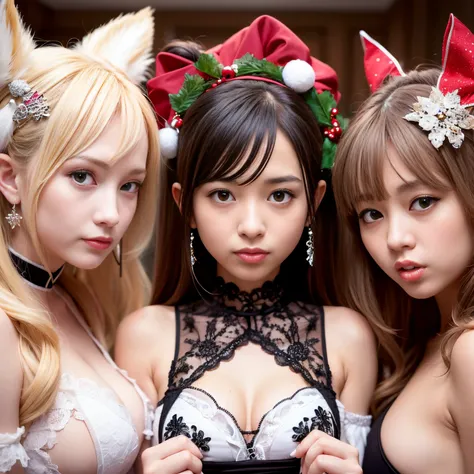 Best-quality, Masterpiece, Ultra-High-Resolution, (Photorealistic:1.4), Raw-Photo, Extremely-Details, Perfect-Anatomy, 

(((3girls))), all teenagers, all members of the most popular Japanese idol groups, having a lot of fun at home drinking party, ((all co...