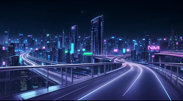 night time view of a city with a bridge and a bridge, futuristic street, futuristic city street, neon city in the background, photo of futuristic cityscape, futuristic city backdrop, beautiful city of the future, futuristic city scape, city of the future, ...