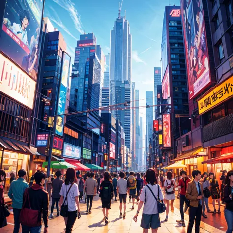 people walking in a busy city street with tall buildings, busy streets filled with people, busy cityscape, busy cyberpunk metropolis, bustling city, japanese downtown, busy street, shutterstock, busy city on background, tokyo street cityscape, crowded city...