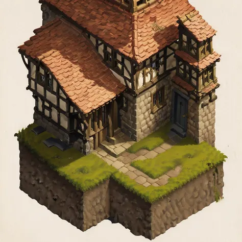 (masterpiece:1, looking at viewer, best quality, ultra-detailed, best shadow), medieval tudor house , 2d art, concept art,