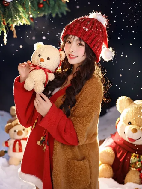 husband wearing santa hat and teddy bear in snowy scene, zheng zhongshan&#39;number of photos, douban, putting up with, popular ...