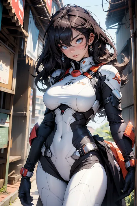 ((Best quality at best)), ((tmasterpiece)), (Detailed pubic hair: 1.4), (hoang lap), an 18 year old female，Ridiculously too big）（extremely large bosom）（maximal）The cleavage protrudes，proporções perfeitas, Stealth Nanosuit