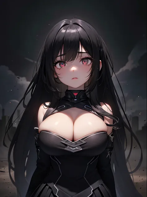 (masterpiece,best quality,ultra-detailed),1girl, large breast, glowing eyes,long hair,(((dust pretty girl))),beautiful and detailed face, detailed eyes,night,dust particles in the air,((black theme)),((((dust theme)))),