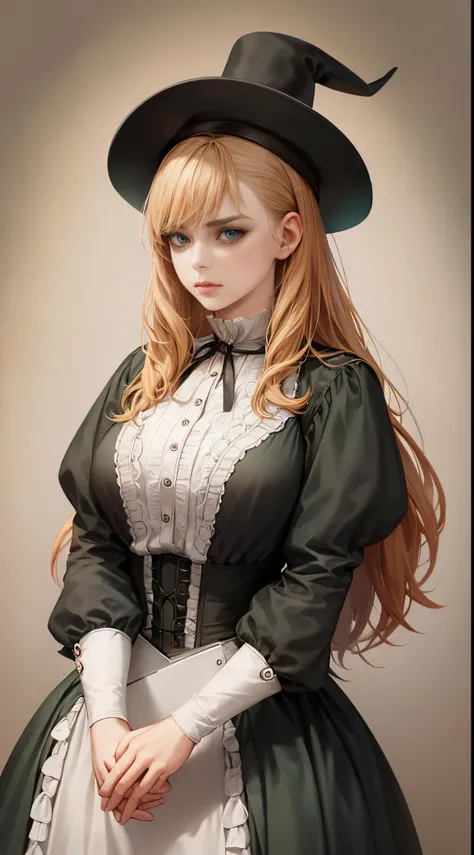 western fantasy，victoriana，A beautyful girl，Stood up，plain clothing and minimalist clothing