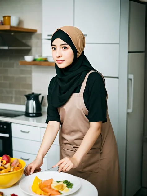 25 years old, hijab, kitchen