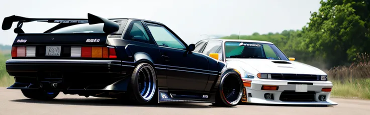 Chill picture of toyota AE86 and, Supra Modified drift car, car meet