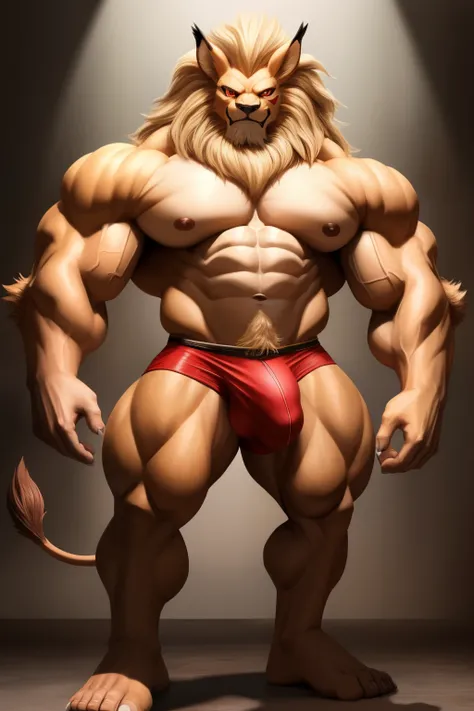 Leomon. PRO competitive bodybuilder, nj5furry, (Leomon,16 years old, massive, huge, muscular, Gigachad), Leomon, YOUNG FACE, TEEN, ((extremely realistic shadows, masterpiece, extremely detailed, photorealistic)), kemono, looking at the viewer, smile, misch...