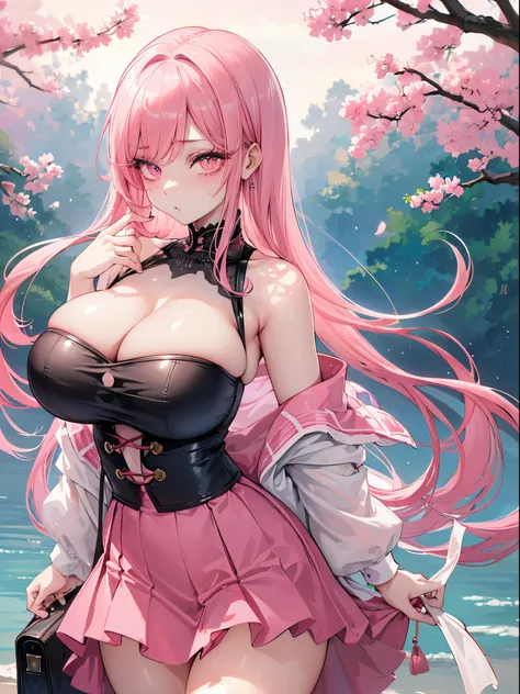 (masutepiece:1.2), Best Quality, (extra detailed face:1.4), (Highly detailed eyelashes:1.6), Highly detailed eyes, Sharp details, High contrast, (Shiny skin), Elegant, Elegant face,  Women, thick body, , huge-breasted, Milphy Face, rebellion, girl, aqua_Ey...