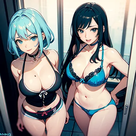 curvy woman with blue hair and blue bra posing for a photo, com pele azul, com cabelos azuis, menina bonita do cabelo azul, Inspirado em anime, , Ahegao, menina anime , menina bonita com cabelo azul, bikini blue, Menina anime na vida real, Ana, de Overwatc...