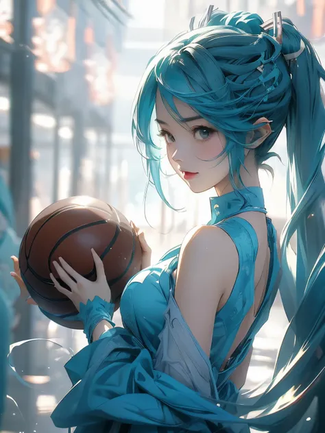 miku hatsune,SLUMDUNK,Beautiful breasts,basketball,loop shoot