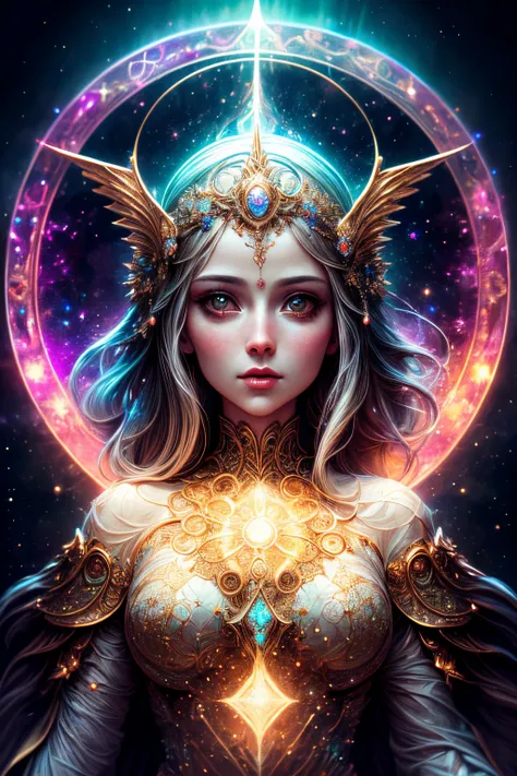 ((best quality)), ((masterpiece)), ((realistic)), portrait,
1girl, celestial, deity, goddess, light particles, halo, looking at ...