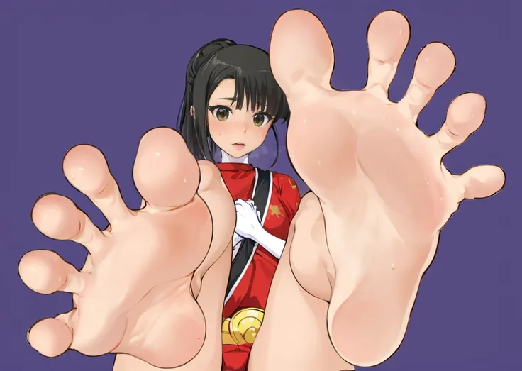 Anime girl sitting on the floor with her legs raised, high soles, feet posing, POV art of furry feet, Foot Art POV, !!Highly detailed!!, shikamimi, The art of the foot, anime moe art style, Happy toes, big legs, soft anime illustration, detailed foot pov, ...