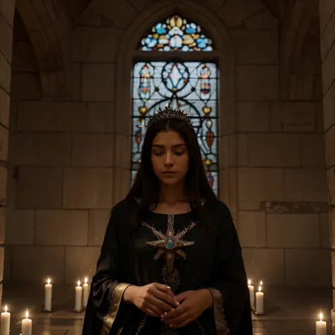 A striking representation of a crown of thorns, similar to the one worn by Jesus Christ during the crucifixion. La corona reposa sobre una superficie texturizada, resaltando cada detalle afilado de las espinas. The lighting suggests a solemn atmosphere, ar...