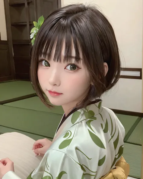 (Beautiful model as a courtesan in a Japan epic drama:1.3, Date Hyogo Hairstyle:1.6, Flower Qui Feng:1.4), (Solo), ((face 80% beauty and elegance, 20% pretty and cute):1.5), (Her roots are in Eastern Europe and Asia), Clear eyes, (Detailed eyes, Light gree...