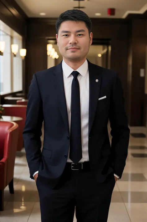 arafed man in a suit and tie standing in a lobby, corporate portrait, naoki ikushima, corporate portait, corporate photo, full body portrait shot, taken in the early 2020s, formal portrait, professional corporate portrait, professional portrait, photo port...