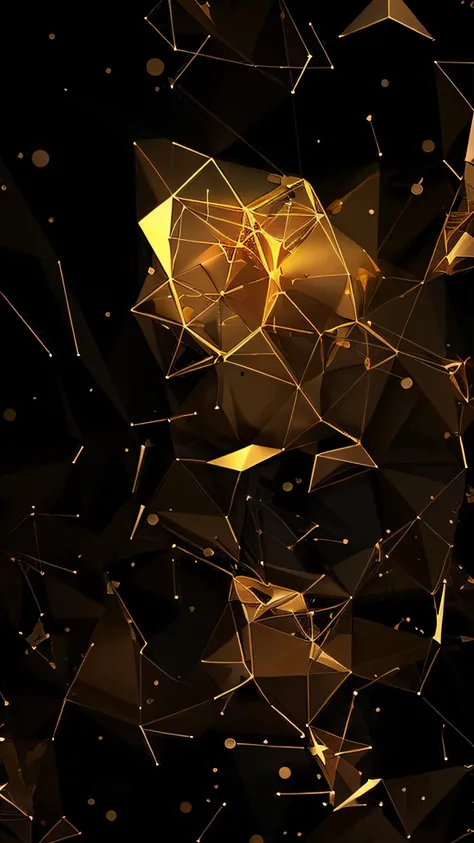 background with golden and black technological geometric shapes