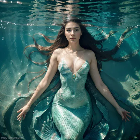 (best quality,4k,8k,highres,masterpiece:1.2),ultra-detailed,(realistic,photorealistic,photo-realistic:1.37),beautiful detailed eyes,beautiful detailed lips,extremely detailed eyes and face,longeyelashes,shiny and flowing hair,glowing underwater scene,spark...