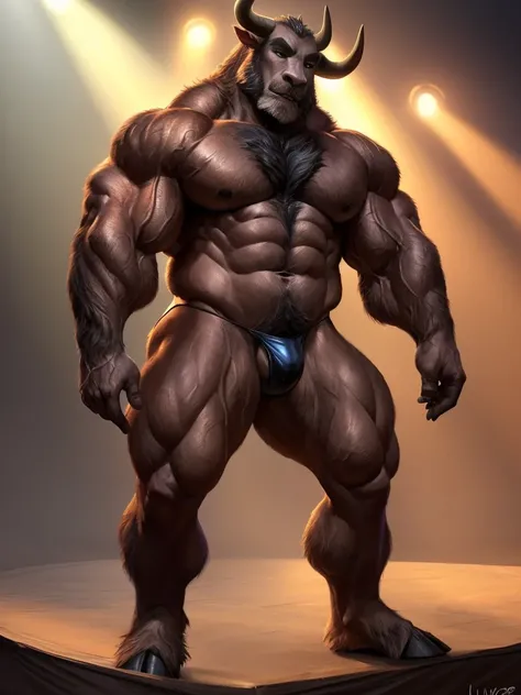 4K, A high resolution, Best quality at best, perfect colors, perfect shadow, perfect litthing, posted on e621, hairy bodies, ((Alone)), Human brown bull, (Drab brown fur:1.3), male people, Curved horns middle age, mature:1.2), (greybeard:1.3), (beefy, Burl...