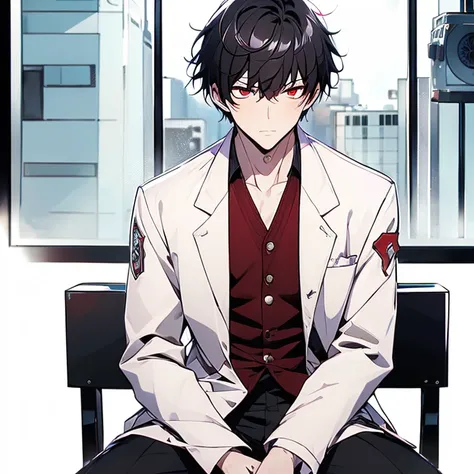 Male character comics，The look of deep eyes。he has red eyes，Note that it must be a red eye，It gives a mysterious feeling。He  a doctor，Possess medical gifts and talents。Sin embargo，He also has a yandere personality，Looks a little weird sometimes。He drank a ...