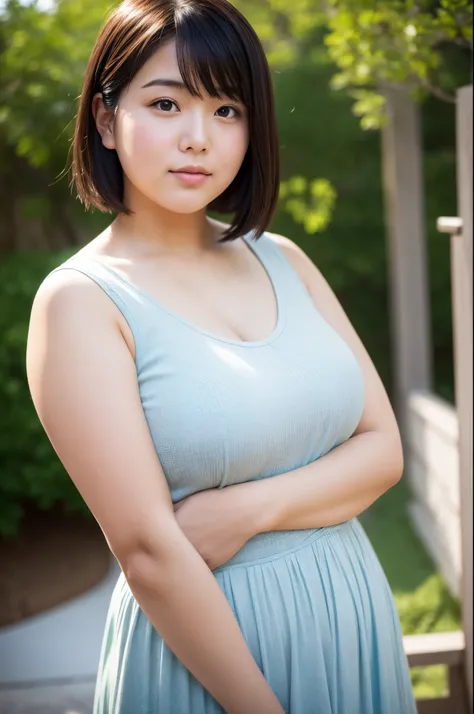 Beautiful chubby Asian woman in Makoto Shinkai style, close up photograph, Photos taken with Canon EOS R5 DSLR camera, 电影灯光, ultra real photo, Complicated details, Her face  delicate