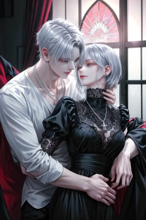 master-piece, 最高品質, 2 Other, Male and female couples, 1 man and 1 person,, mature , Height difference, Different Fashion, Different colors are available, Fine eyes and detailed faces, intricate detailed, casual clothing, Oversized shirt, modern road, Hand ...