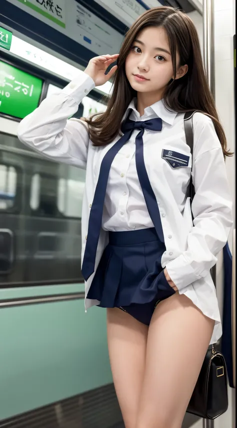 18 year old in school uniform with panties showing on the Yamanote Line