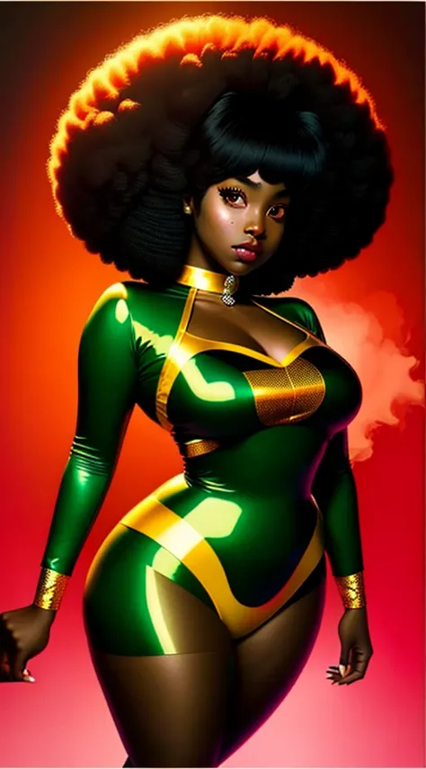 An afro-black version of the fictional character Lum (Urusei Yatsura), a curvy model.