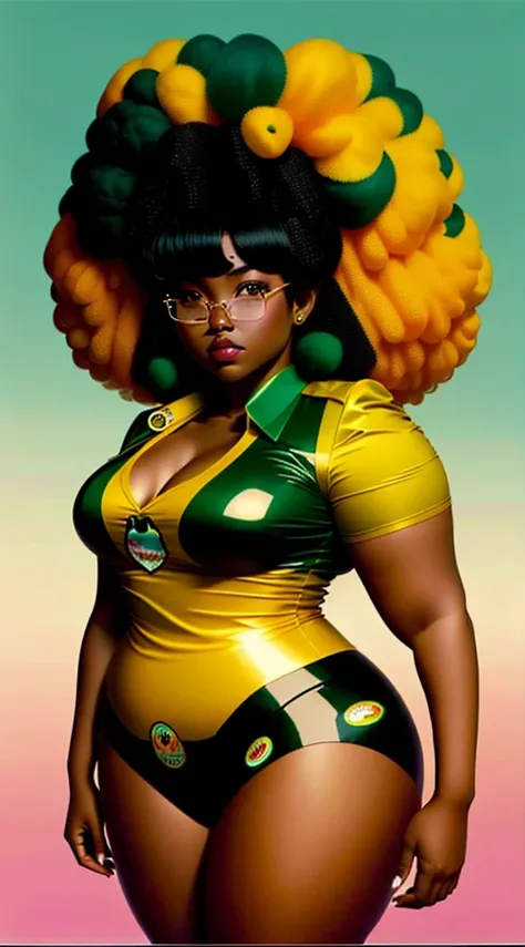 An afro-black version of the fictional character Lum (Urusei Yatsura), a curvy model.