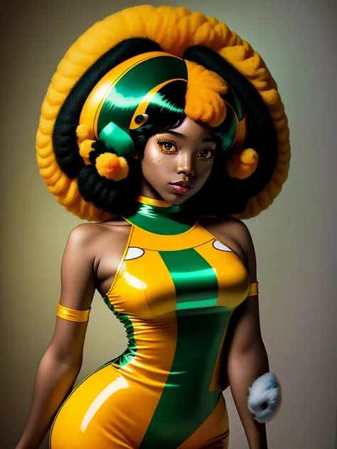 An Afro-black version of the fictional character Lum (Urusei Yatsura), A curvilinear model.