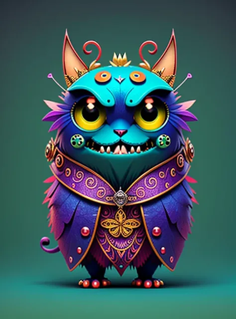 A fantz monster design, funny, ultra detailed, cute, butterfly, cat  in the style of style-sylvamagic,