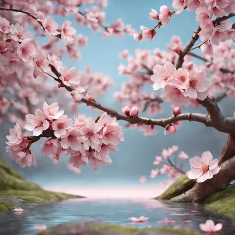 beautiful pink cherry blossom 3d realistic background