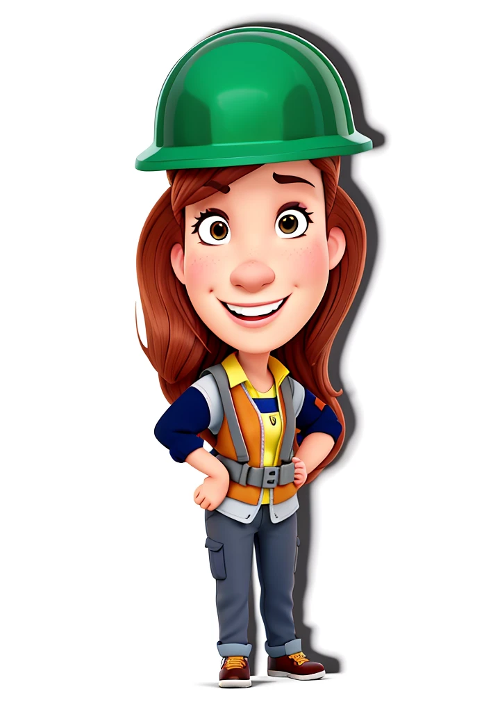 cartoon woman in safety vest and helmet holding a clipboard, charicatura, in cartoon style, professional illustration, professional illustration, Chibi, caricature illustration, Estilo de caricatura, color digital illustration, caricatural, arte digital do...