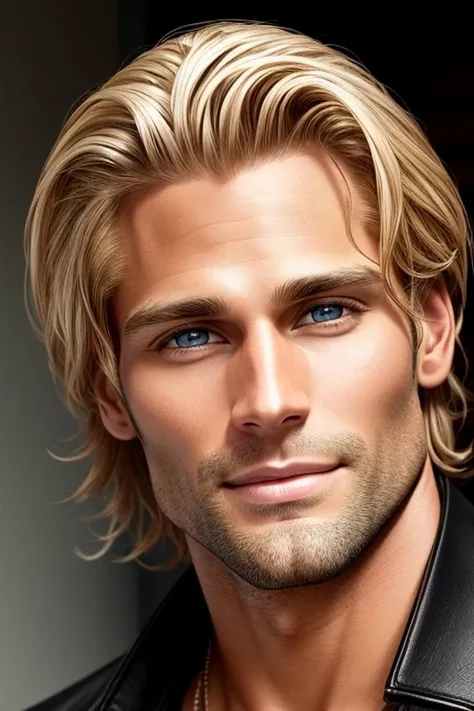 Generate a visual representation of a man in his thirties with blonde hair, Brown eyes and tanned skin that looks like Jason Morgan