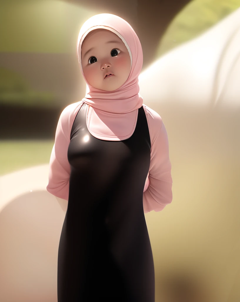 (((HIJAB MALAY GIRL))), masutepiece, High quality, UHD 50K, Realistic face, Realistic skin feeling , A Japanese Lady, 8 years old, Little Girl, Very cute and baby-like face, (((FLAT CHEST))), (MATRIX WORLD), ((look In front  at the camera and SADNESS)), ((...