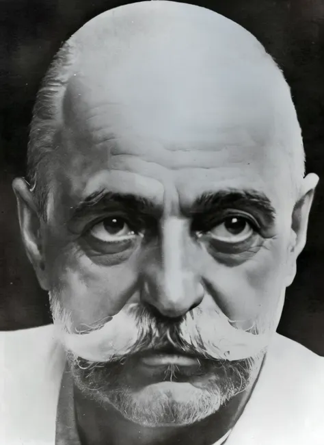 Un primer plano de un hombre con bigote y bigote, gaspar algo, Vladimir Motsar, Jean Dupas, inspired by Jenő Barcsay, Rudolf Belarski, m.C Escher, Riichi Ueshiba, Rudolf Weisse, por Albert Dubois-Pillet, stanisław