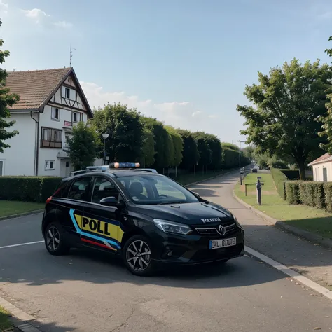 Polizist der einen Verbrecher verhaftet.