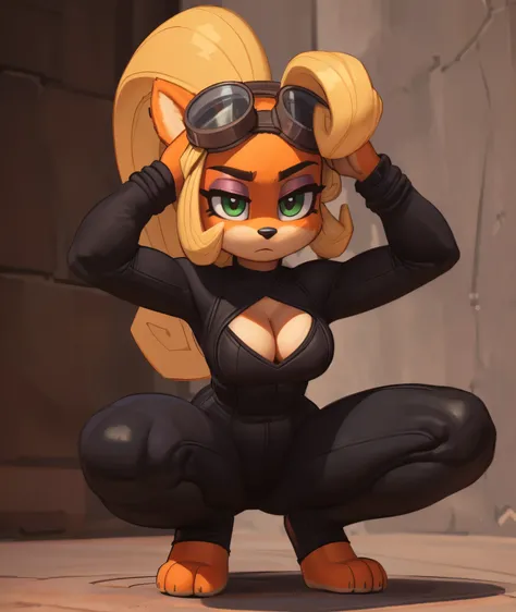 [Coco bandicoot], [Uploaded to e621.net; (Pixelsketcher), (wamudraws)], ((masterpiece)), ((HD)), ((solo portrait)), ((full body)), ((front view)), ((feet visible)), ((furry; anthro)), ((detailed fur)), ((detailed shading)), ((beautiful render art)), ((intr...