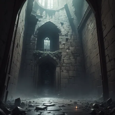 (best quality,4k,8k,highres,masterpiece:1.2),ultra-detailed,(realistic,photorealistic,photo-realistic:1.37),dark,creepy dungeon,dramatic lighting,eerie atmosphere,ancient stone walls,iron bars,heavy chains and shackles,cold dampness,misty fog,slimy water p...