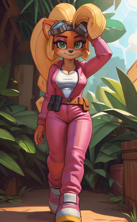 [Coco bandicoot], [Uploaded to e621.net; (Pixelsketcher), (wamudraws)], ((masterpiece)), ((HD)), ((solo portrait)), ((full body)), ((front view)), ((feet visible)), ((furry; anthro)), ((detailed fur)), ((detailed shading)), ((beautiful render art)), ((intr...