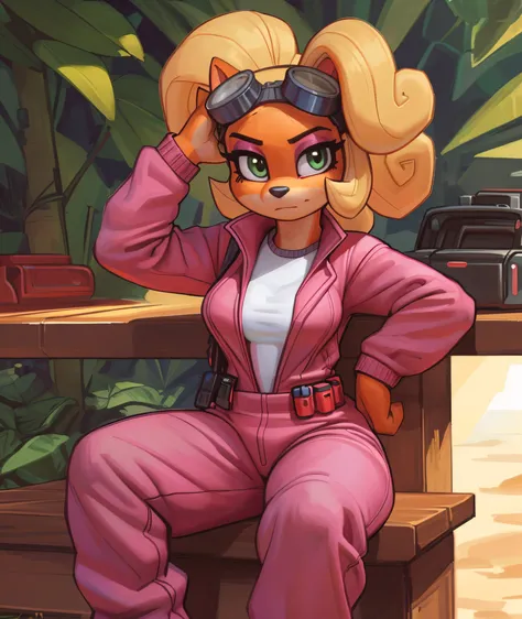 [Coco bandicoot], [Uploaded to e621.net; (Pixelsketcher), (wamudraws)], ((masterpiece)), ((HD)), ((solo portrait)), ((full body)), ((front view)), ((feet visible)), furry; anthro)), ((detailed fur)), ((detailed shading)), ((beautiful render art)), ((intric...