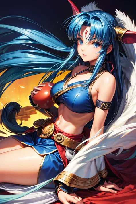 criar,personagem,Meru,Legend of Dragoon,Playstation 1,menina bonita,pele branca,cabelos azul,pouca roupa,cabelo azul