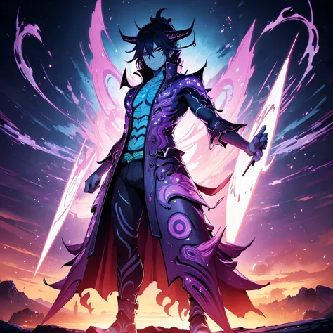 (((Susanoo))) best quality, ultra-high resolution, 4K detailed CG, master piece, Japanese God, sky, Japanese mythology, aesthetics, ((Standing pose)), Beautiful image, centered on screen, full body